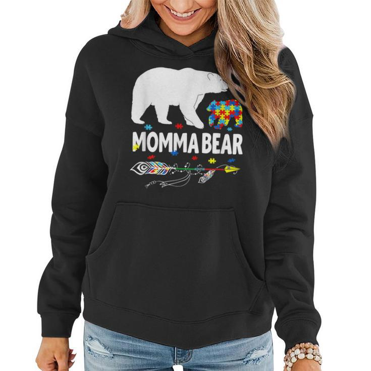 Autism Awareness Gift Momma Bear Support Autistic Autism Mom  Women Hoodie