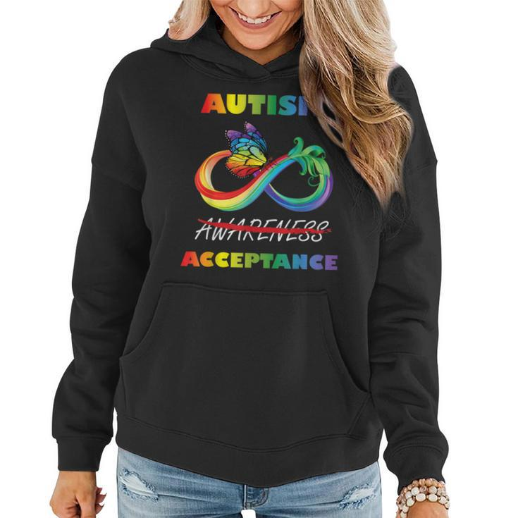 Autism - Red Instead Infinity - Acceptance Butterfly  Women Hoodie