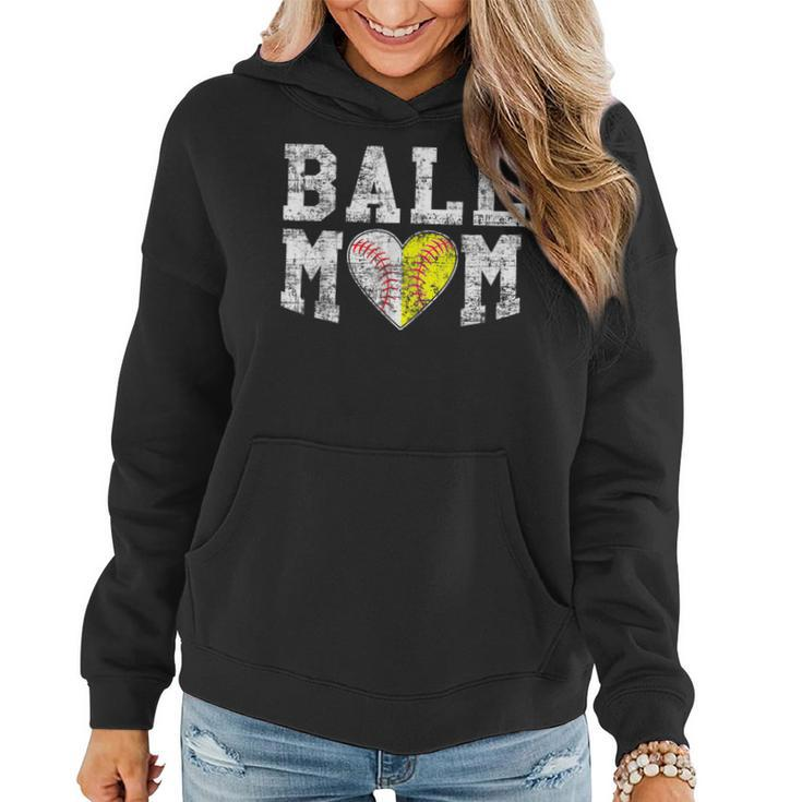 Ball Mom Baseball Softball Heart Sport Lover Funny  Women Hoodie
