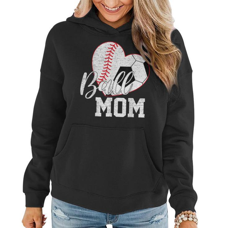 Ball Mom Both Of Soccer Baseball Gifts Women Mothers Day  Women Hoodie