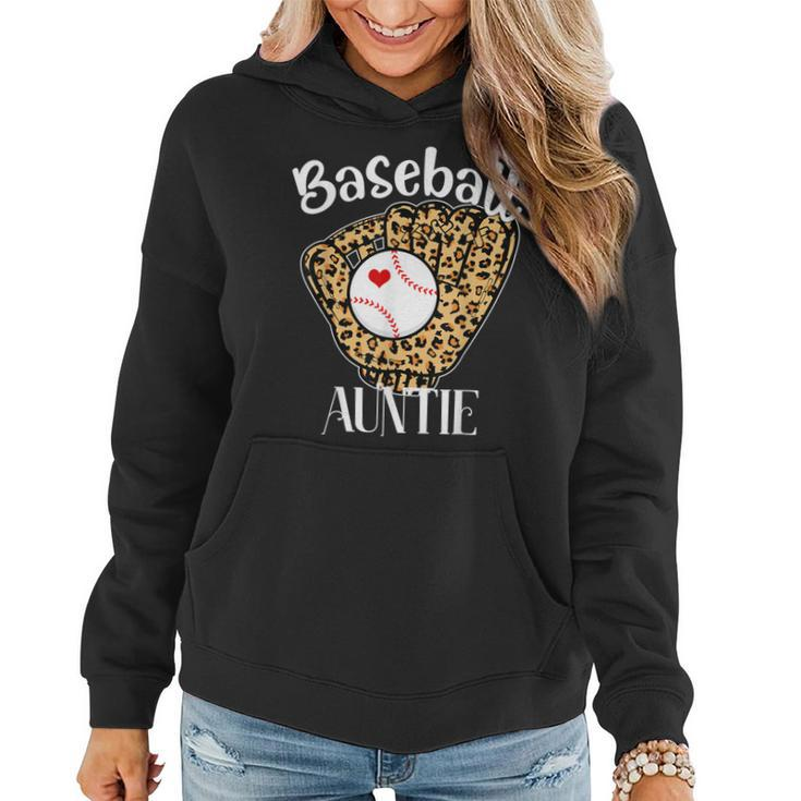 Baseball Auntie Leopard Game Day Baseball Lover Mothers Day  Women Hoodie