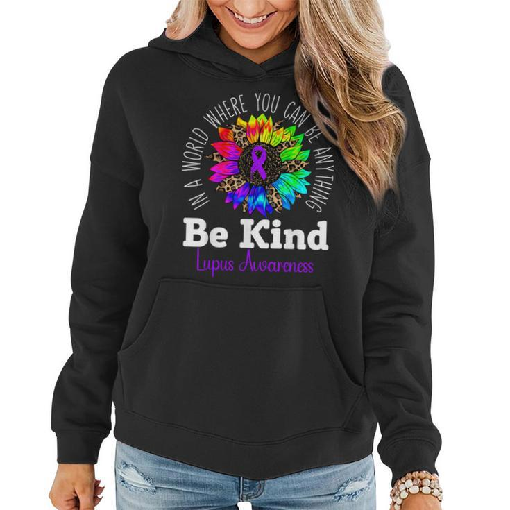 Be Kind Purple Ribbon Sunflower Lupus Awareness Women Hoodie