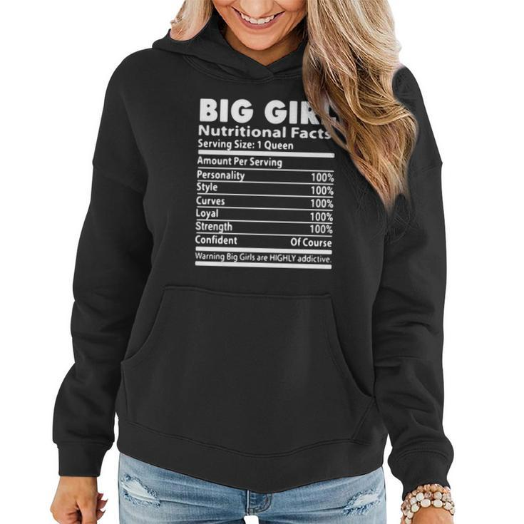 Big Girl Nutrition Facts Serving Size 1 Queen Amount Per Serving Women Hoodie Graphic Print Hooded Sweatshirt
