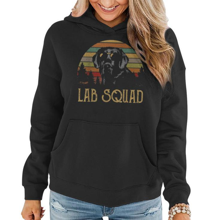 Black Lab Squad Retro Funny Labrador Mom Dad Lover Gifts Women Hoodie