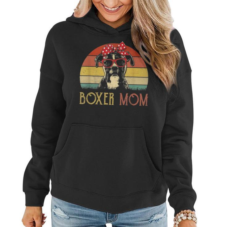 Boxer Mom  Boxer Dog Mom Lover Gift Vintage Retro Women Hoodie