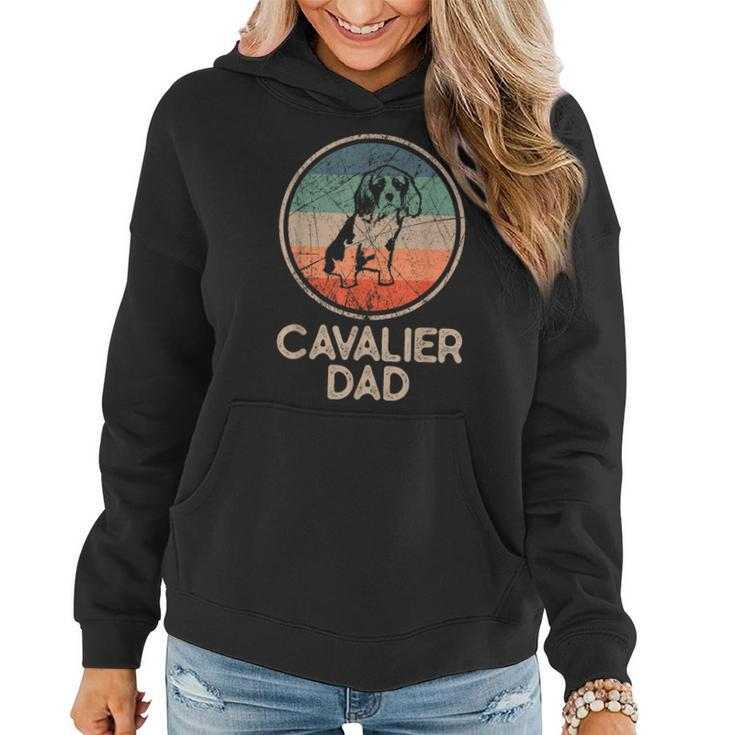 Cavallier Dog - Vintage Cavalier Dad Women Hoodie Graphic Print Hooded Sweatshirt