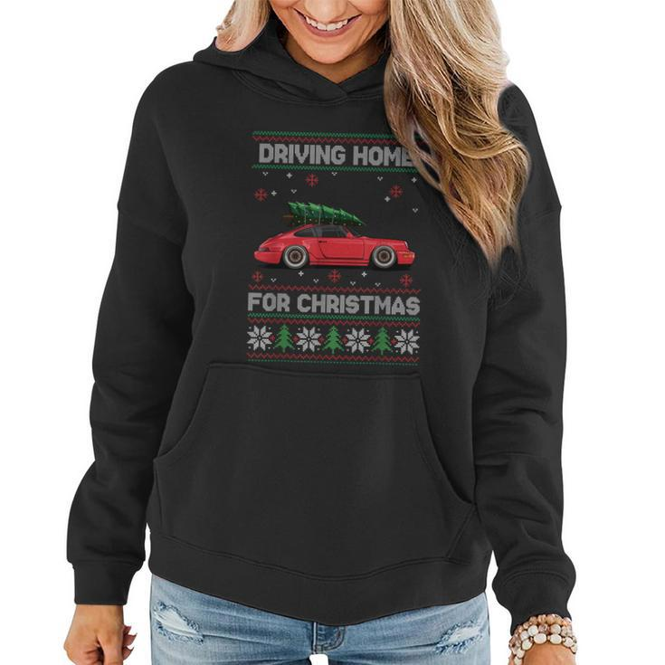 Christmas Tree Oldtimer Car Xmas Ugly Sweater Pullover Look Women Hoodie