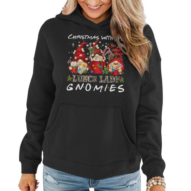 Christmas With My Lunch Lady Gnomies Plaid Red Gnome Xmas  Women Hoodie Graphic Print Hooded Sweatshirt