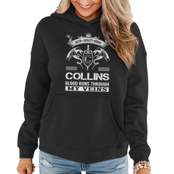 Collins Last Name Surname Tshirt Women Hoodie Graphic Print Hooded Sweatshirt
