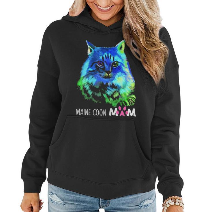 Colorful Maine Coon Cat Mom Funny Kitten Lover Mothers Day Women Hoodie