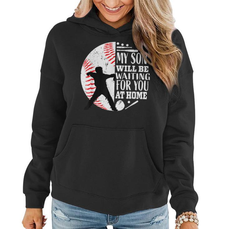 Cool Cute Baseball Catcher Mom Dad Son Parents Quote Graphic  Women Hoodie