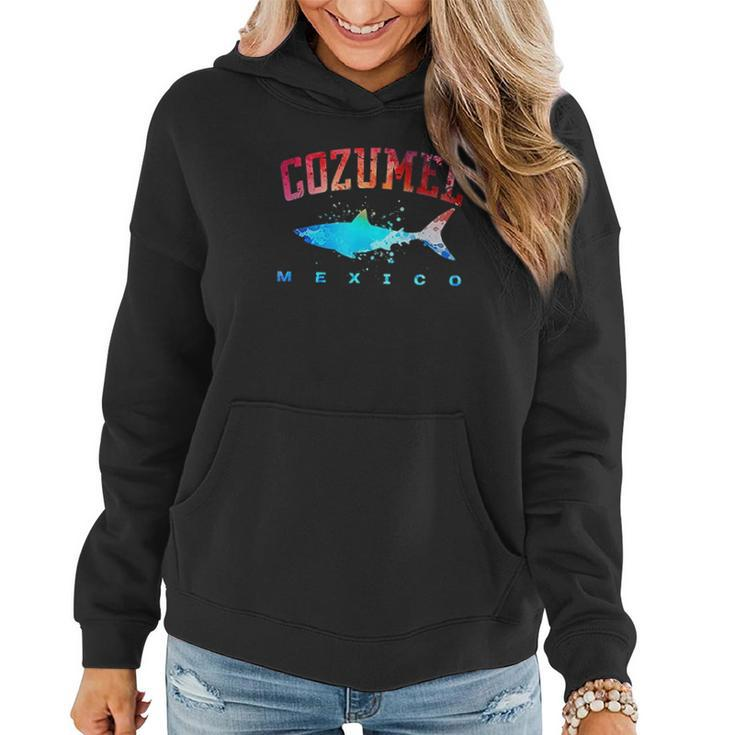 Cozumel Mexico Shark Scuba Diver Snorkel Diving Spring Break Women Hoodie Graphic Print Hooded Sweatshirt