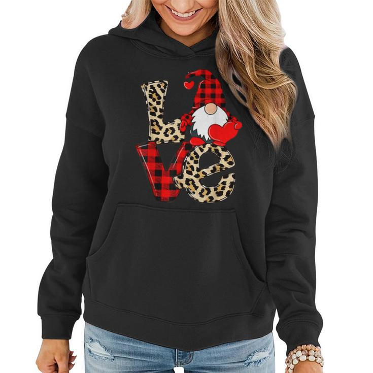 Cute Gnomes Valentines Love Leopard Plaid Couple Matching  V4 Women Hoodie
