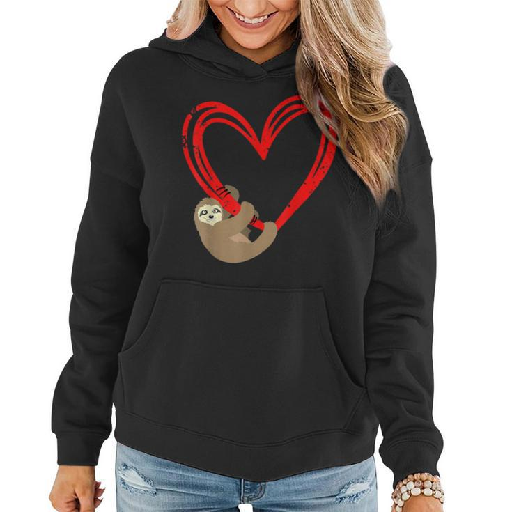 Cute Lazy Sloth Holding Heart Love Slothie Valentines Day  Women Hoodie
