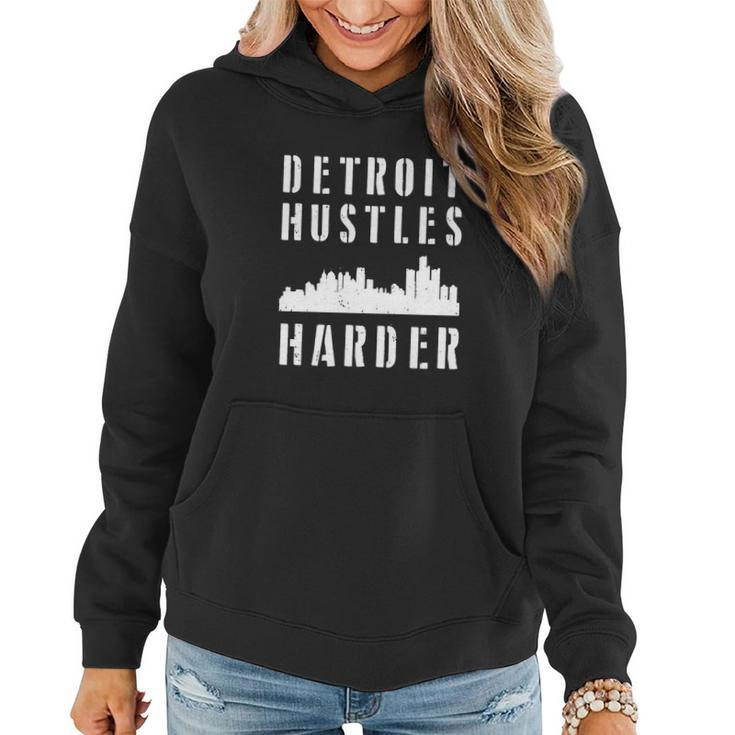 Detroit Hustles Harder City Silhouette Women Hoodie Graphic Print Hooded Sweatshirt
