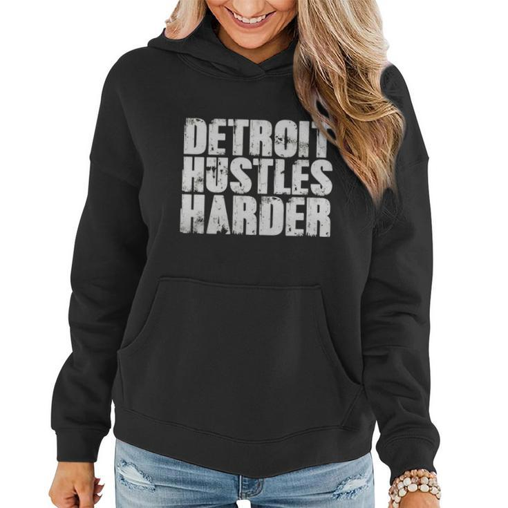 Detroit Hustles Harder T-Shirt Detroit Shirt 2 Women Hoodie Graphic Print Hooded Sweatshirt