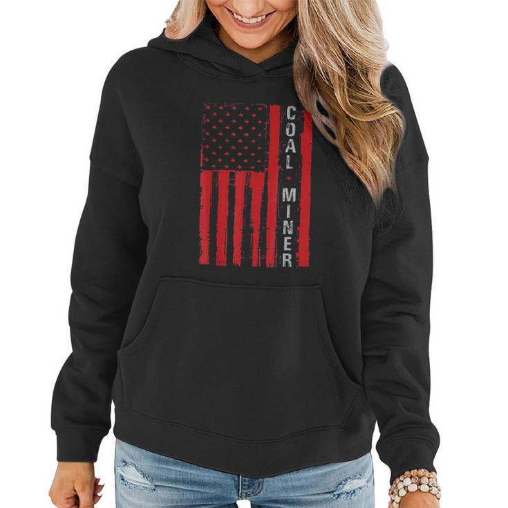 Distressed American Flag Coal Miner Mining Proud Men Gifts Women Hoodie Graphic Print Hooded Sweatshirt