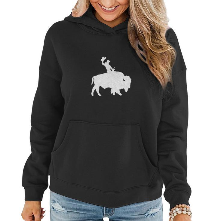 Distressed Guy On A Buffalo Women Hoodie Graphic Print Hooded Sweatshirt