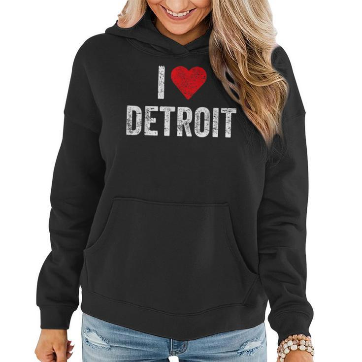 Distressed I Love Detroit 313 Motor City Detroit  Women Hoodie Graphic Print Hooded Sweatshirt