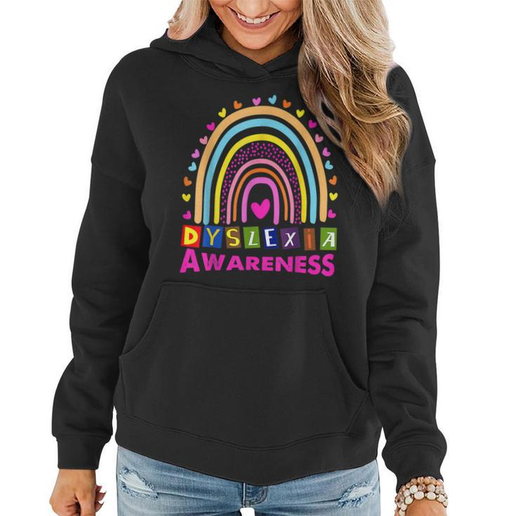 Dyslexia Awareness Month Rainbow Cute Graphic  Women Hoodie Graphic Print Hooded Sweatshirt