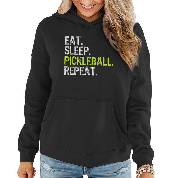 Eat Sleep Pickleball Repeat Player Funny Cool Gift Christmas Women Hoodie Graphic Print Hooded Sweatshirt