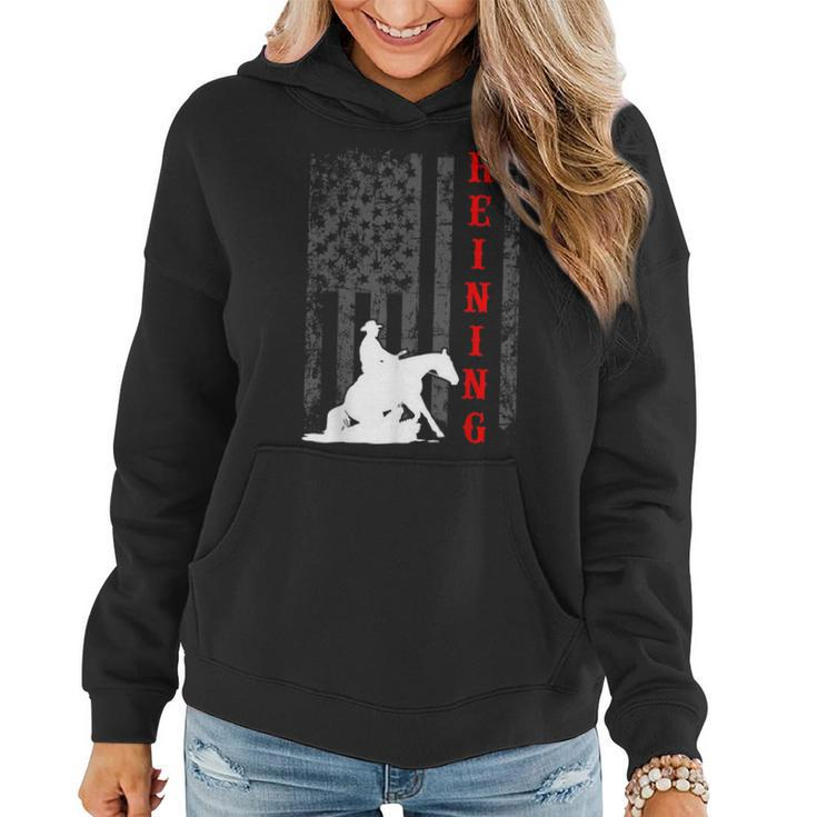 Equestrian Flag July 4Th Patriotic Horse Gifts Reining Horse  Women Hoodie