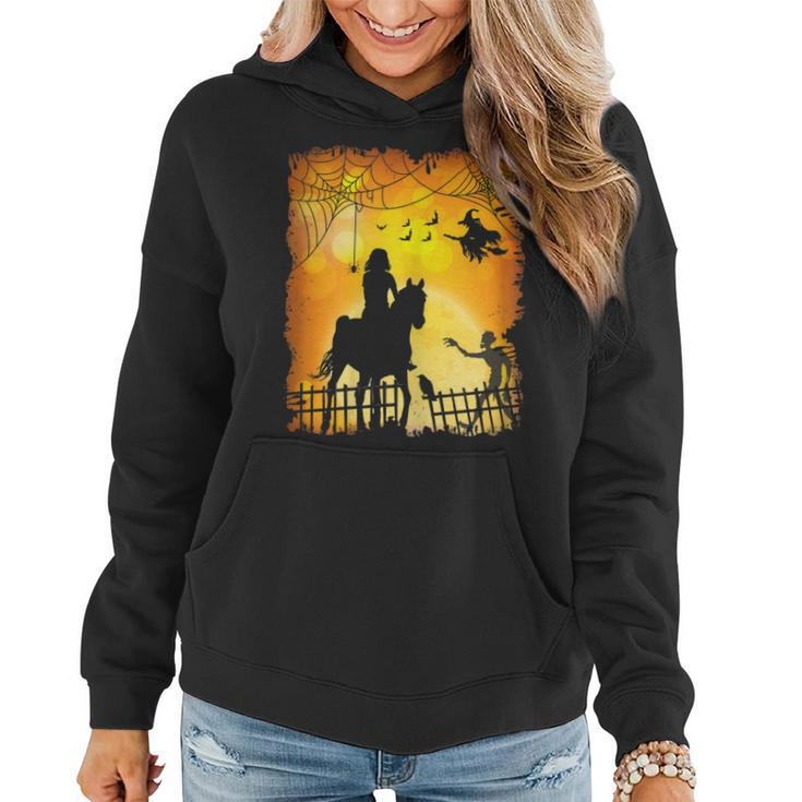 Equestrian Girl Riding Horse Scary Horseback Rider Halloween  Gift For Womens Women Hoodie