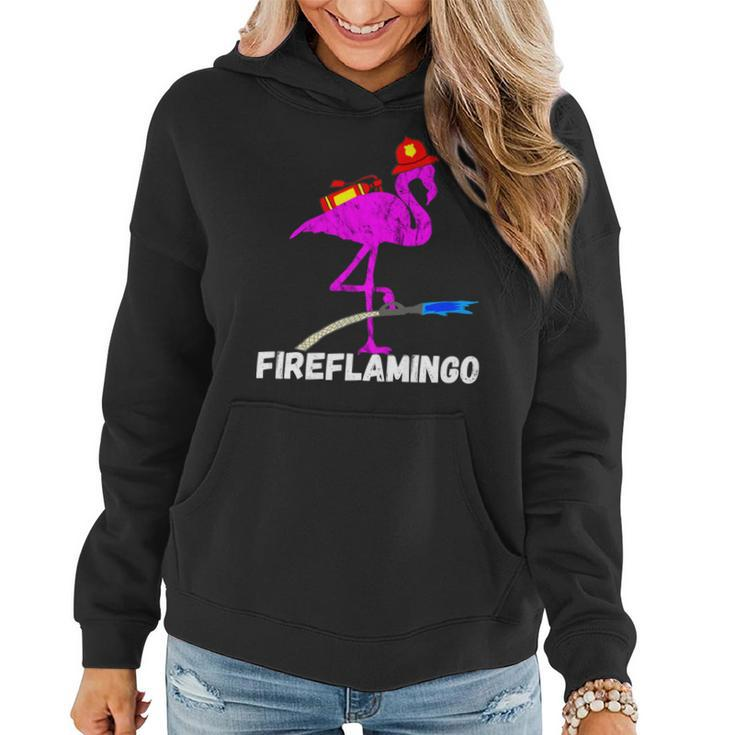 Fire Fighter Flamingo Exotic Bird Funny Firefighter Fireman   Women Hoodie