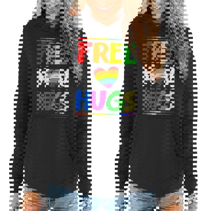 Free Mom Hugs Lgbt Lgbtq Pride Month Rainbow Mom Support  Women Hoodie