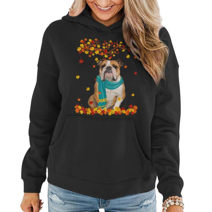 Fun English Bulldog Thanksgiving Autumn Dog Lover Gifts  Women Hoodie Graphic Print Hooded Sweatshirt