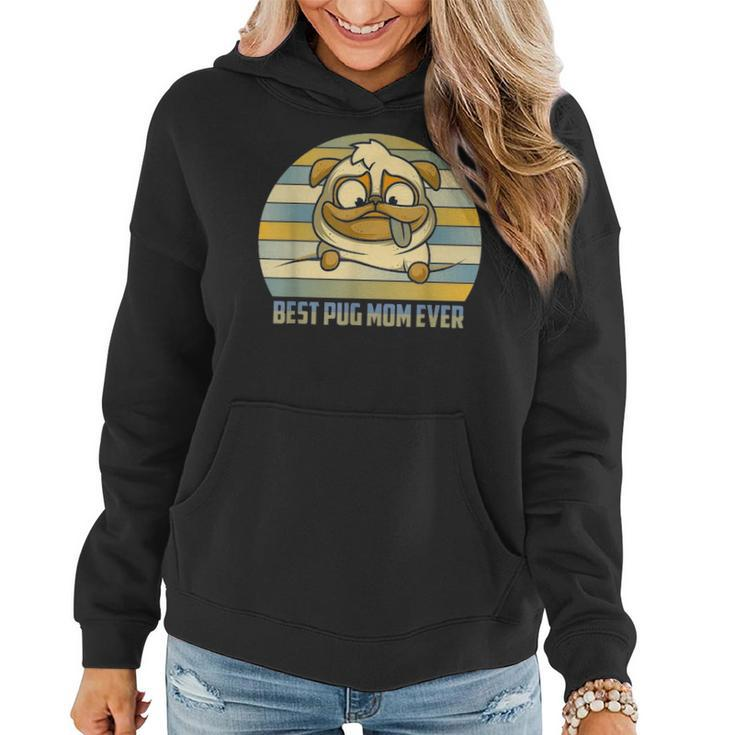 Funny Best Pug Dog Mom Ever Sunset Graphic Great Gift Women Hoodie