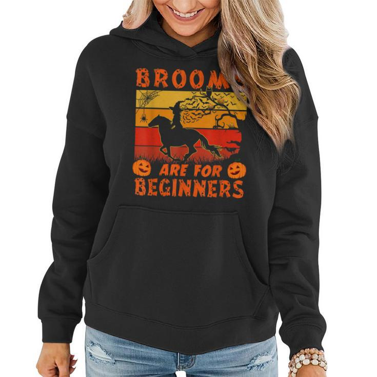 Funny Brooms Are For Amateurs Witch Riding Horse Halloween  Women Hoodie