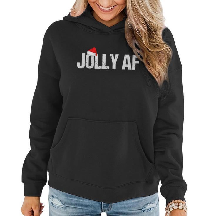 Funny Christmas Shirts Gifts & Pajamas Santa Hat Jolly Af Tshirt V2 Women Hoodie