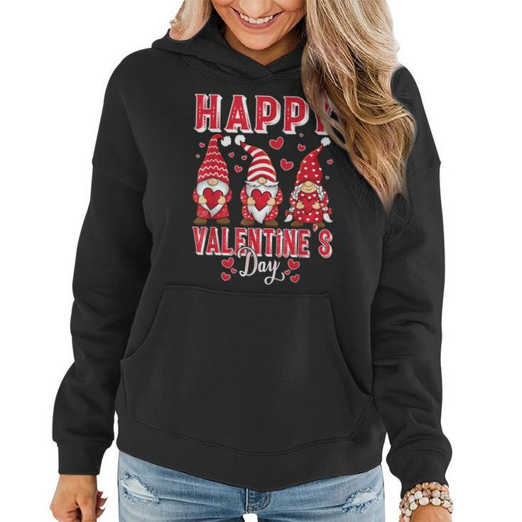 Funny Cute Gnomies & Hearts Happy Gnomes Valentines Day  Women Hoodie