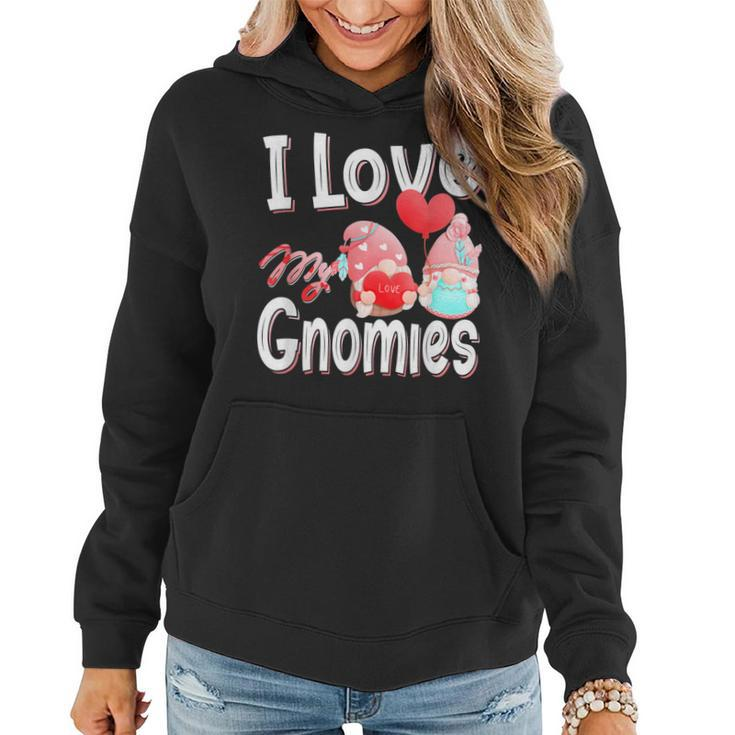 Funny Cute I Love My Gnomies Gnomes & Hearts Valentines Day  Women Hoodie