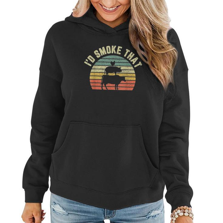 Funny Id Smoke That Retro Barbeque Grilling Gift Women Hoodie Graphic Print Hooded Sweatshirt