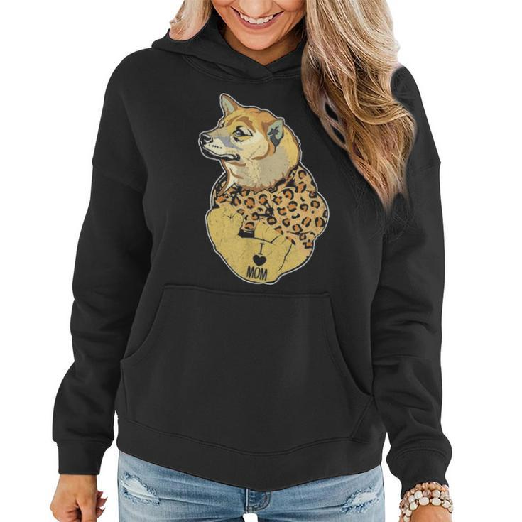 Funny Leopard Dog Shiba Mom Costume Mothers Day Gift Women Hoodie