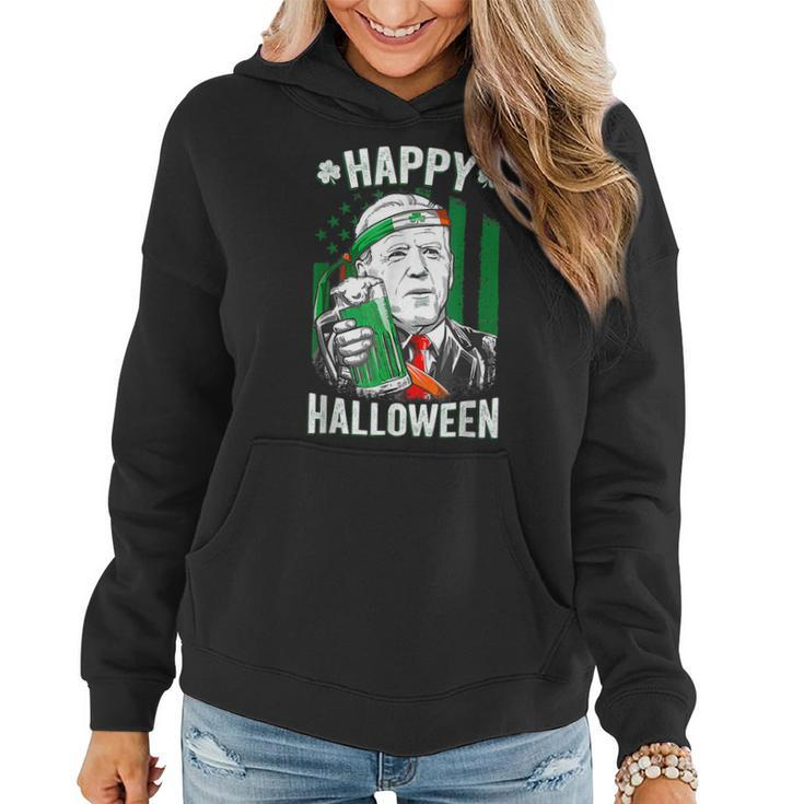 Funny Leprechaun Biden Happy Halloween For St Patricks Day  Women Hoodie