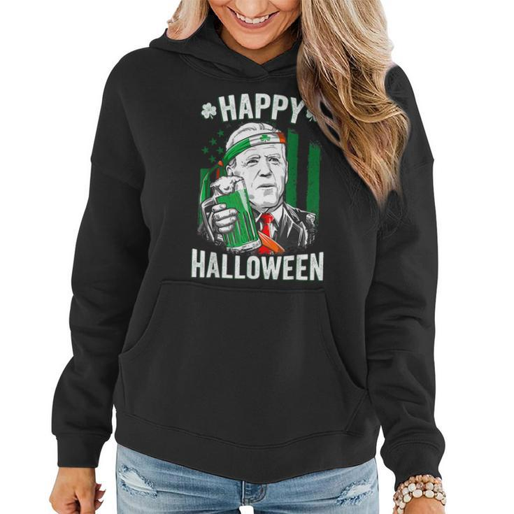 Funny Leprechaun Biden Happy Halloween For St Patricks Day  Women Hoodie