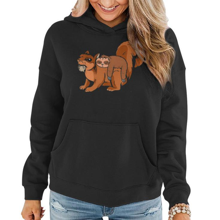Funny Sloth Riding Squirrel Sloth Lover Gift Women Hoodie
