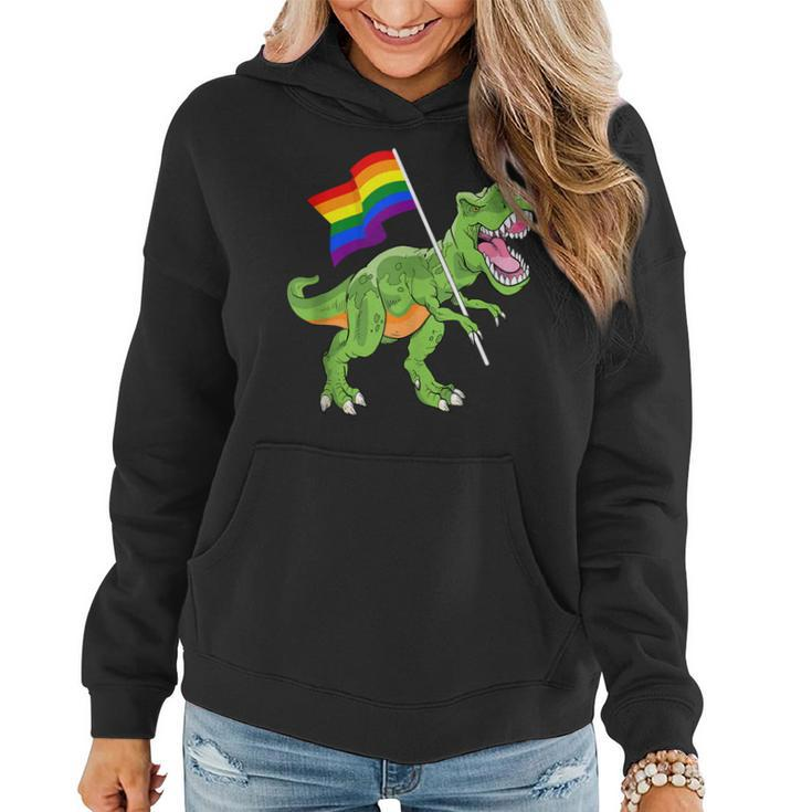Funny T Rex Rainbow Flag Gay Lesbian Lgbt Pride Women Men  Women Hoodie