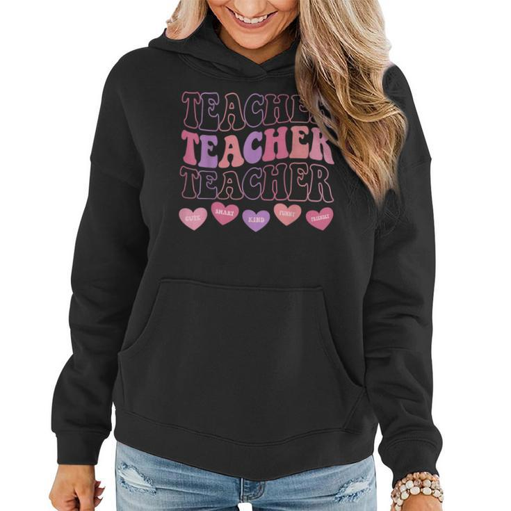 Funny Teacher Hearts Valentines Day Girls Women Teachers  Women Hoodie