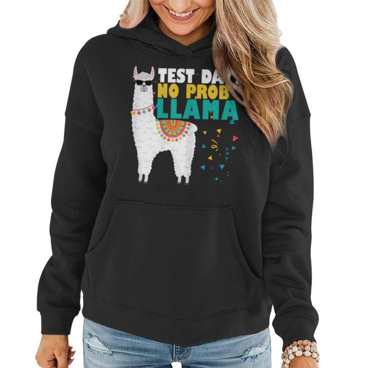 Funny Test Day Llama Teacher Exam TestingShirts Teaching Women Hoodie