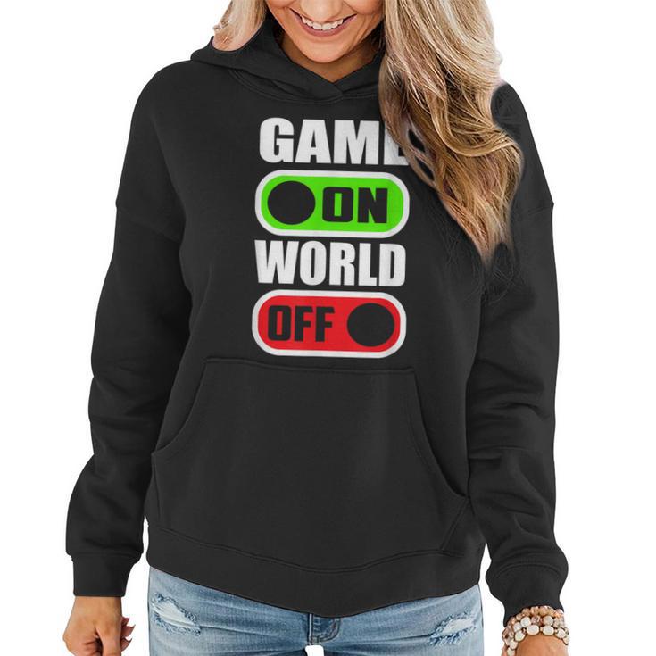 Game On World Off Gamer Gaming Konsole Gamepad Zocken Frauen Hoodie