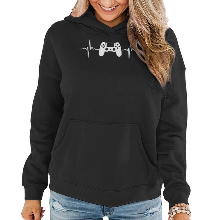 Gaming Zocken Ps Konsole 5 Herzschlag Gamer Frauen Hoodie