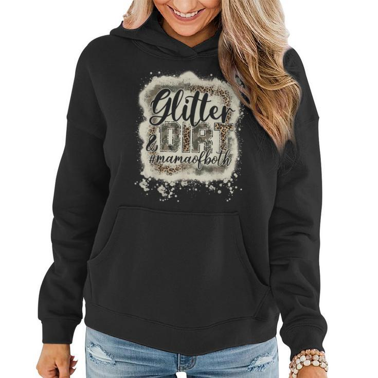 Glitter & Dirt Mama Of Both Army Mom Leopard Camo Bleached  Women Hoodie