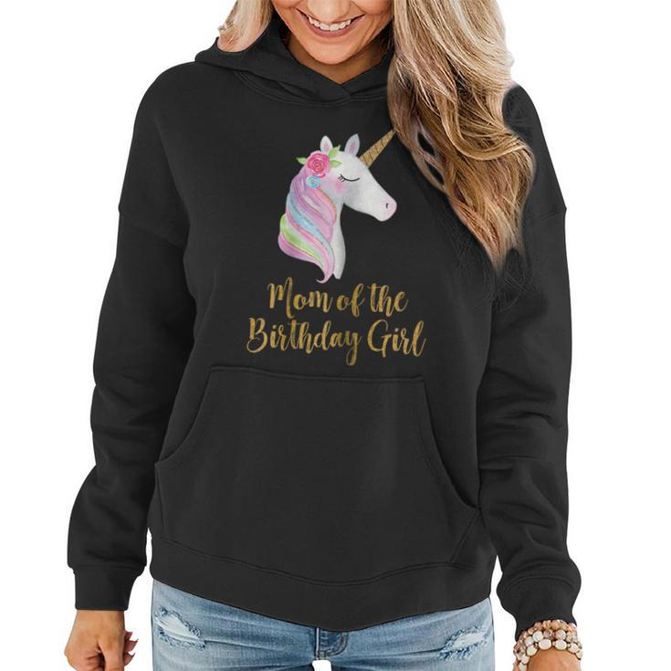 Gold Unicorn Mom Shirt Mom Of The Birthday Girl  Women Hoodie