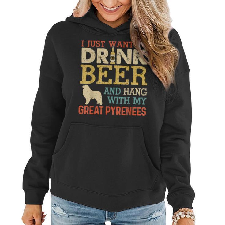 Great Pyrenees Dad Drink Beer Hang With Dog Funny Vintage  Women Hoodie