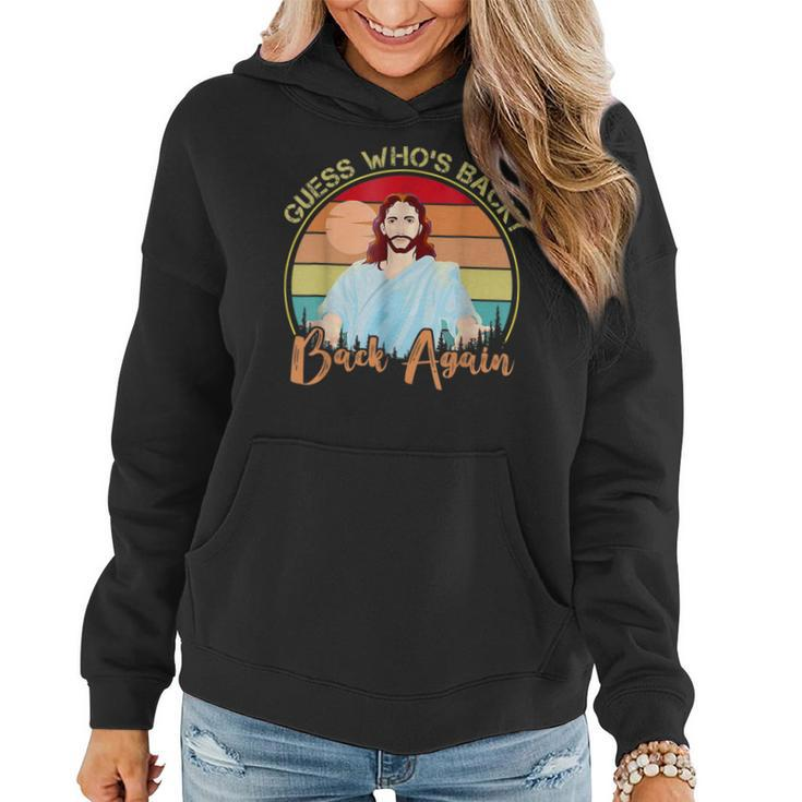 Guess Whos Back_ Happy Easter Jesus Christian Matching  Women Hoodie
