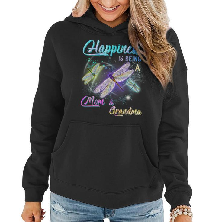 Happiness Is Being A Mom And Grandma Dragonfly Gift Women Hoodie